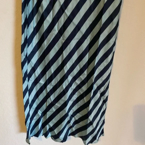 Anthropologie Texco Satin Blue Diagonal Stripe Boho Coquette Maxi Skirt XXS - Picture 5 of 13